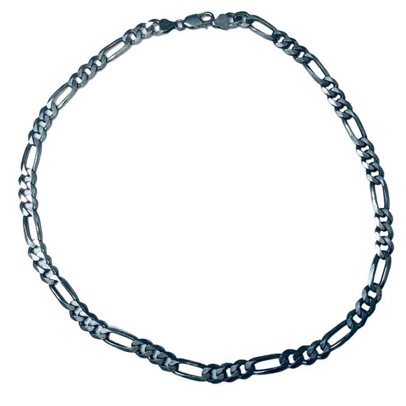 925 Sterling Silver 8mm Italian Solid Figaro Link Chain Necklace - Picture 3 of 9
